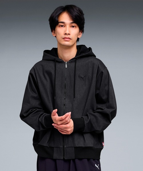 PUMA（プーマ）の「PUMA プーマ メンズ ESS エレベーテッド デニムライク フーディ（ナイロンジャケット・メンズ・ネイビー/ブラック・SMALL/X-LARGE/XX-LARGE/MEDIUM/LARGE）」の2枚目の写真