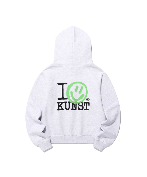 ISTKUNST(イストクンスト)の「I SMILEY KUNST CROP HOOD ZIP UP_LIGHT GREY(IK2FSMM483A)(パーカー・レディース・ライトグレー・M/S)」の2枚目の写真