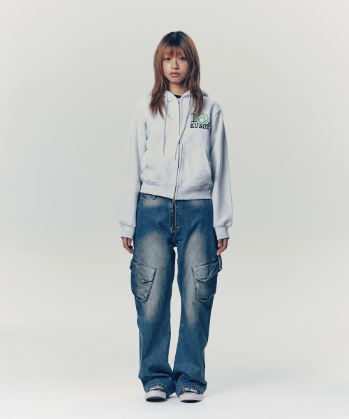 ISTKUNST(イストクンスト)の「I SMILEY KUNST CROP HOOD ZIP UP_LIGHT GREY(IK2FSMM483A)(パーカー・レディース・ライトグレー・M/S)」の9枚目の写真