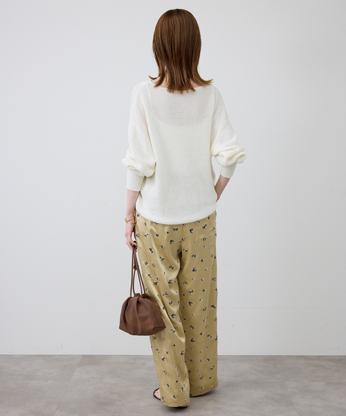 SLOBE IENA(スローブイエナ)の「《追加》リネン混畦ニット(ニット/セーター・レディース・ホワイト/ピンク/ブラック/サックスブルー・FREE)」の9枚目の写真