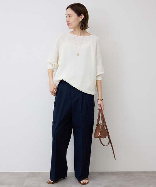 SLOBE IENA(スローブイエナ)の「《追加》リネン混畦ニット(ニット/セーター・レディース・ホワイト/ピンク/ブラック/サックスブルー・FREE)」の12枚目の写真