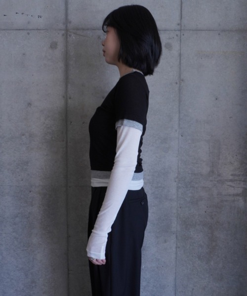 G.V.G.V.(ジーヴィージーヴィー)の「LAYERED L/S TOP(Tシャツ/カットソー・レディース・ブラウン/ブラック・ONE SIZE)」の22枚目の写真