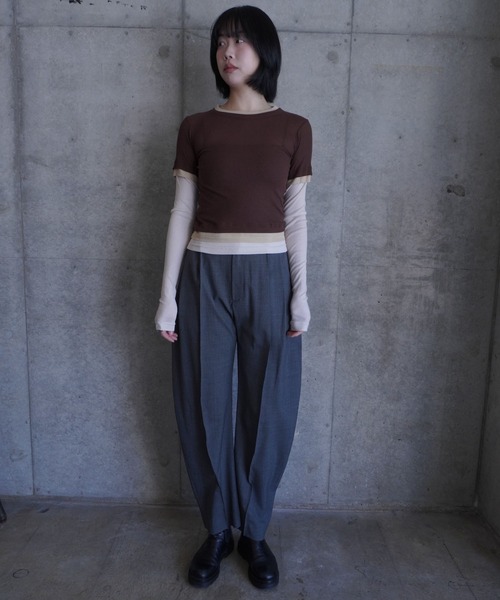 G.V.G.V.(ジーヴィージーヴィー)の「LAYERED L/S TOP(Tシャツ/カットソー・レディース・ブラウン/ブラック・ONE SIZE)」の13枚目の写真