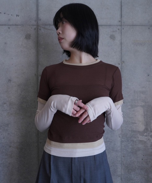 G.V.G.V.(ジーヴィージーヴィー)の「LAYERED L/S TOP(Tシャツ/カットソー・レディース・ブラウン/ブラック・ONE SIZE)」の12枚目の写真