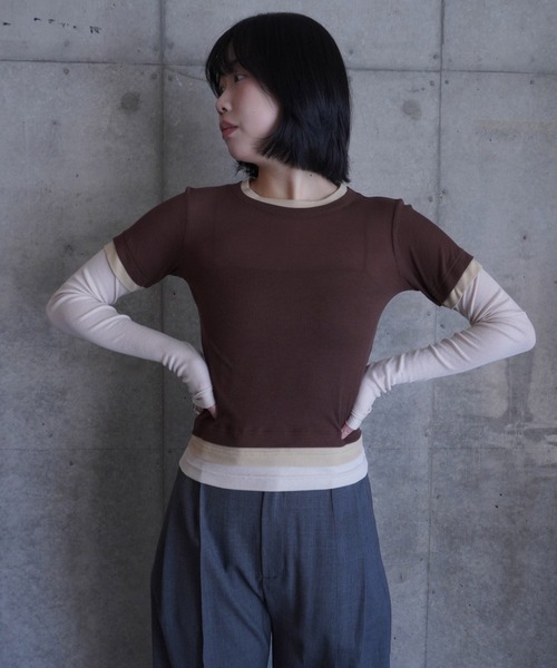 G.V.G.V.(ジーヴィージーヴィー)の「LAYERED L/S TOP(Tシャツ/カットソー・レディース・ブラウン/ブラック・ONE SIZE)」の11枚目の写真