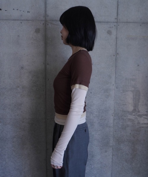 G.V.G.V.(ジーヴィージーヴィー)の「LAYERED L/S TOP(Tシャツ/カットソー・レディース・ブラウン/ブラック・ONE SIZE)」の10枚目の写真