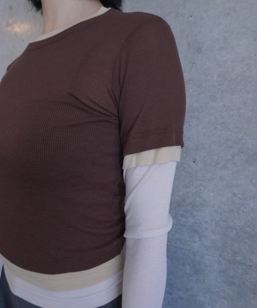 G.V.G.V.(ジーヴィージーヴィー)の「LAYERED L/S TOP(Tシャツ/カットソー・レディース・ブラウン/ブラック・ONE SIZE)」の8枚目の写真