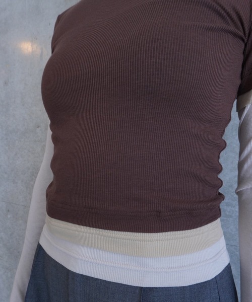 G.V.G.V.(ジーヴィージーヴィー)の「LAYERED L/S TOP(Tシャツ/カットソー・レディース・ブラウン/ブラック・ONE SIZE)」の6枚目の写真