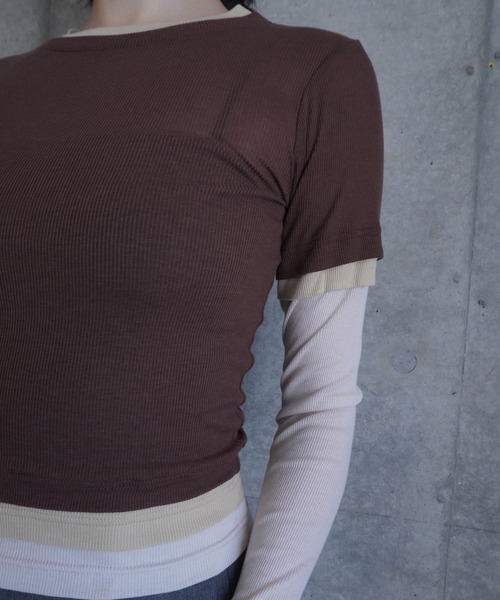 G.V.G.V.(ジーヴィージーヴィー)の「LAYERED L/S TOP(Tシャツ/カットソー・レディース・ブラウン/ブラック・ONE SIZE)」の5枚目の写真