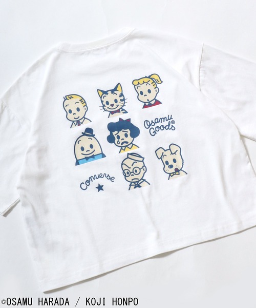 OSAMU GOODS(オサムグッズ)の「CONVERSE White×OSAMU GOODSコラボ イラストキャラクタープリント&サガラ刺繍 半袖Tシャツ/ワイドシルエット(全5柄)(Tシャツ/カットソー・レディース・ブルー系その他3/ホワイト系その他/ホワイト/ブルー系その他2/ブラック系その他2/ブラック/ブラック系その他4/ホワイト系その他3/ホワイト系その他4/ブラック系その他3/ホワイト系その他2/ブラック系その他/ブルー/ブルー系その他4・L/M)」の4枚目の写真