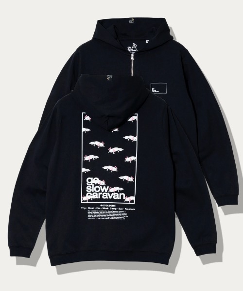 go slow caravan(ゴースローキャラバン)の「USA/C スクエアLOGO バックプリント ZIPフーディー(パーカー・メンズ・アイボリー/ブラック/ラベンダー・SMALL/MEDIUM/LARGE/X-LARGE)」の2枚目の写真