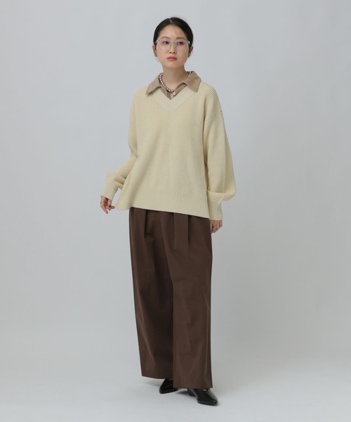 LEPSIM(レプシィム)の「5ゲージドッキングカラーVニット 642087(ニット/セーター・レディース・グレー/アイボリー/ブラック・FREE)」の9枚目の写真