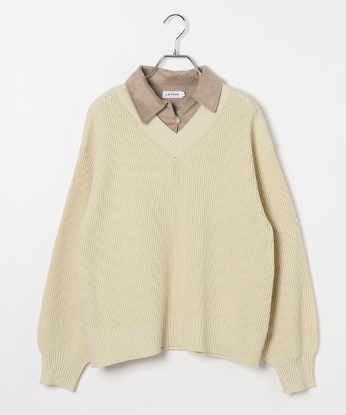 LEPSIM(レプシィム)の「5ゲージドッキングカラーVニット 642087(ニット/セーター・レディース・グレー/アイボリー/ブラック・FREE)」の22枚目の写真