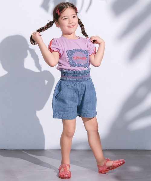 MARKEY'S（マーキーズ）の「デニムスモッキングキュロットパンツ（デニムパンツ・キッズ・ネイビー/ライトブルー・140/130/120/110/100/90/80/150）」の6枚目の写真