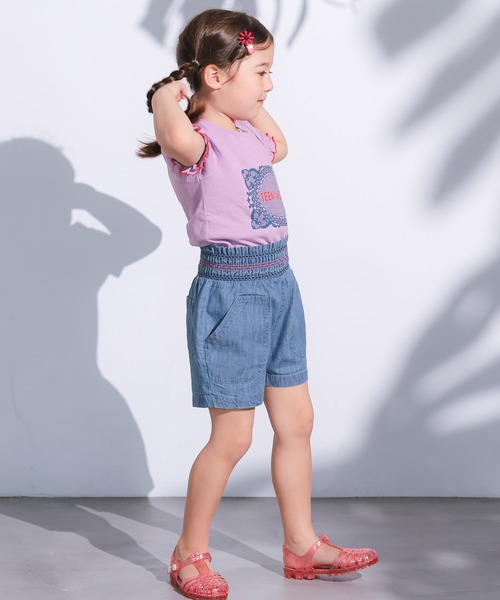 MARKEY'S（マーキーズ）の「デニムスモッキングキュロットパンツ（デニムパンツ・キッズ・ネイビー/ライトブルー・140/130/120/110/100/90/80/150）」の7枚目の写真