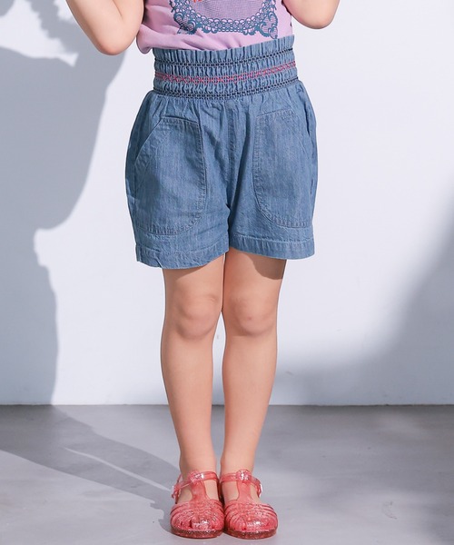 MARKEY'S（マーキーズ）の「デニムスモッキングキュロットパンツ（デニムパンツ・キッズ・ネイビー/ライトブルー・140/130/120/110/100/90/80/150）」の5枚目の写真