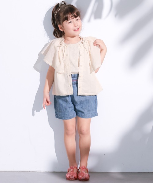 MARKEY'S（マーキーズ）の「デニムスモッキングキュロットパンツ（デニムパンツ・キッズ・ネイビー/ライトブルー・140/130/120/110/100/90/80/150）」の9枚目の写真