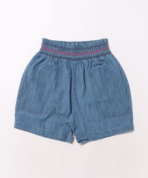 MARKEY'S（マーキーズ）の「デニムスモッキングキュロットパンツ（デニムパンツ・キッズ・ネイビー/ライトブルー・140/130/120/110/100/90/80/150）」の3枚目の写真