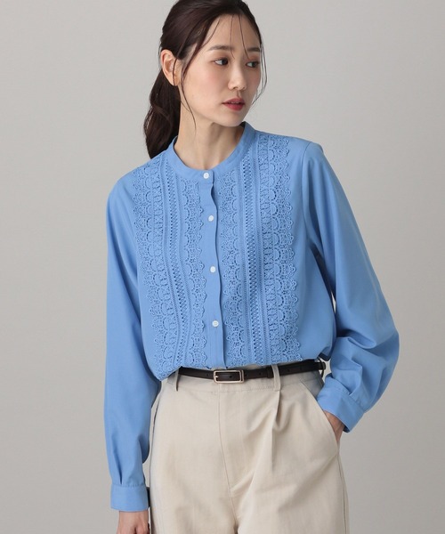 GLOBAL WORK(グローバルワーク)の「MATINEE LINE/フロントレースシャツ/632534(シャツ/ブラウス・レディース・ブラック/ブルー系その他/ホワイト系その他2・MEDIUM/LARGE)」の1枚目の写真