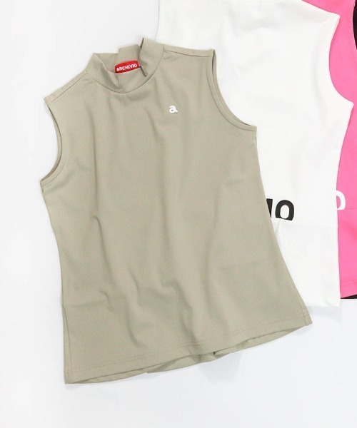 archivio(アルチビオ)の「<LADIES>バックロゴUV速乾ノースリプルオーバー(タンクトップ・レディース・ベージュ/ブラック/ホワイト/ピンク・L/M/S)」の4枚目の写真