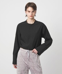 <ASTRAET>ジップ ノーカラーブラウス