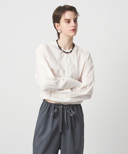 ASTRAET（アストラット）の「＜ASTRAET＞ジップ ノーカラーブラウス（シャツ/ブラウス・レディース・ブラック/ホワイト・FREE）」の5枚目の写真