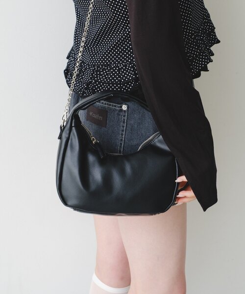 Kastane(カスタネ)の「【2026SSカタログ/500mlペットボトル収納可】ワンハンドル2WAYバッグ(ハンドバッグ・レディース・レモンイエロー/ブラック/ブルー系その他・FREE)」の2枚目の写真