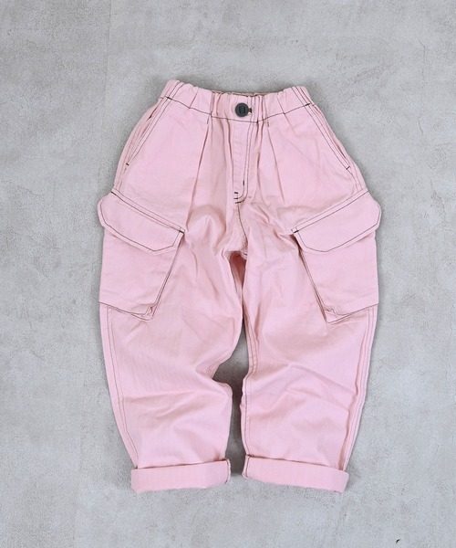 MARKEY'S(マーキーズ)の「ヘリンボンツイルミリタリーパンツ(カーゴパンツ・キッズ・ネイビー/ライトピンク・100/140/130/120/110/90/150)」の6枚目の写真