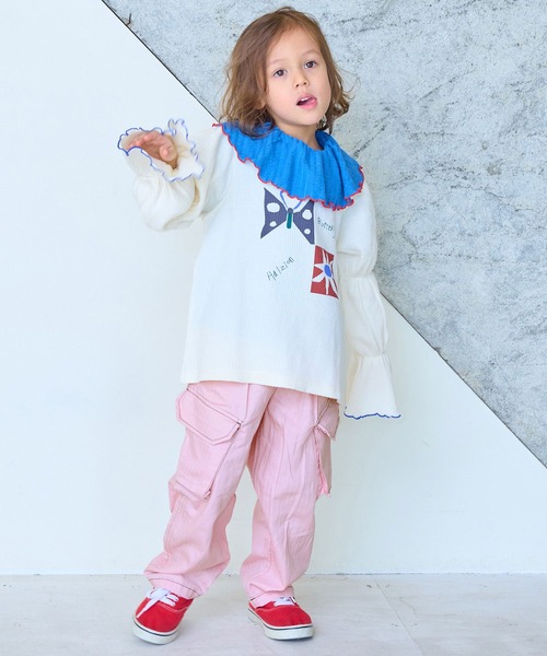 MARKEY'S(マーキーズ)の「ヘリンボンツイルミリタリーパンツ(カーゴパンツ・キッズ・ネイビー/ライトピンク・100/140/130/120/110/90/150)」の7枚目の写真