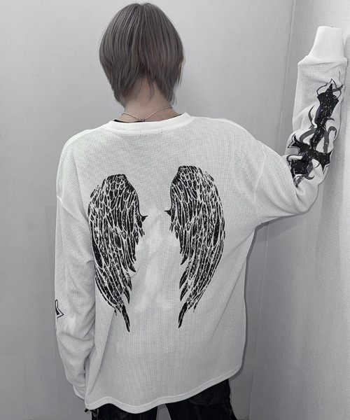 SILVER BULLET(シルバーバレット)の「『SILVER BULLET SELECT AP/シルバーバレットセレクト』クルーネック ファイヤーワッフルロンT(Tシャツ/カットソー・メンズ・ブラック/ホワイト系2/ホワイト/ブラック系2・L/M)」の8枚目の写真