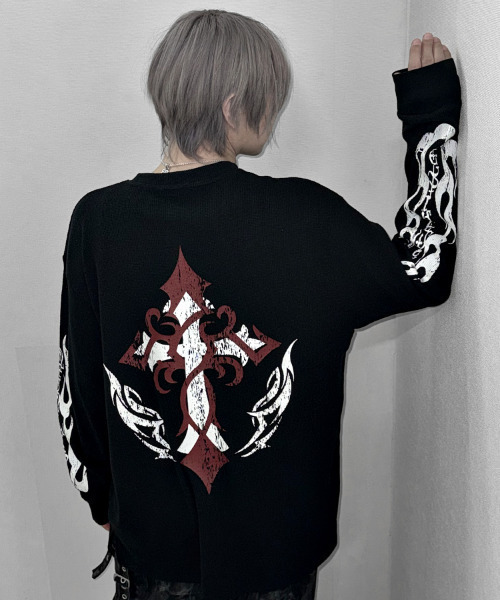 SILVER BULLET(シルバーバレット)の「『SILVER BULLET SELECT AP/シルバーバレットセレクト』クルーネック ファイヤーワッフルロンT(Tシャツ/カットソー・メンズ・ブラック/ホワイト系2/ホワイト/ブラック系2・L/M)」の10枚目の写真