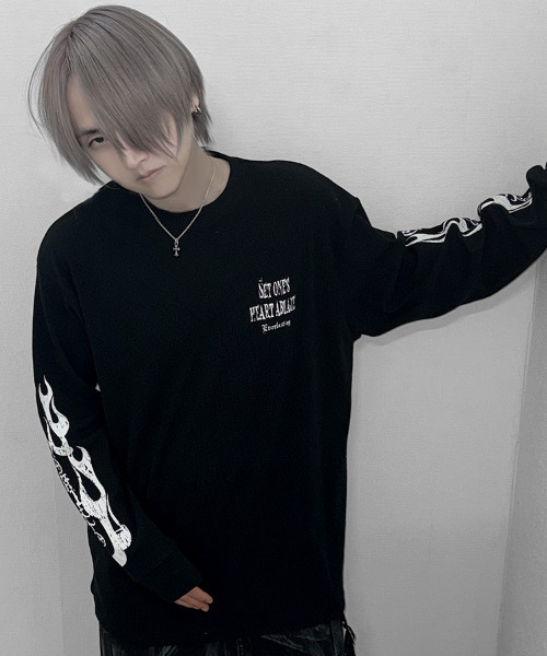 SILVER BULLET(シルバーバレット)の「『SILVER BULLET SELECT AP/シルバーバレットセレクト』クルーネック ファイヤーワッフルロンT(Tシャツ/カットソー・メンズ・ブラック/ホワイト系2/ホワイト/ブラック系2・L/M)」の11枚目の写真