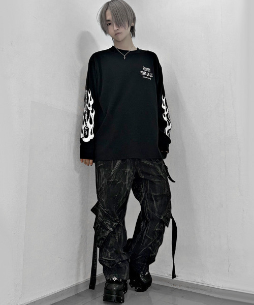 SILVER BULLET(シルバーバレット)の「『SILVER BULLET SELECT AP/シルバーバレットセレクト』クルーネック ファイヤーワッフルロンT(Tシャツ/カットソー・メンズ・ブラック/ホワイト系2/ホワイト/ブラック系2・L/M)」の12枚目の写真