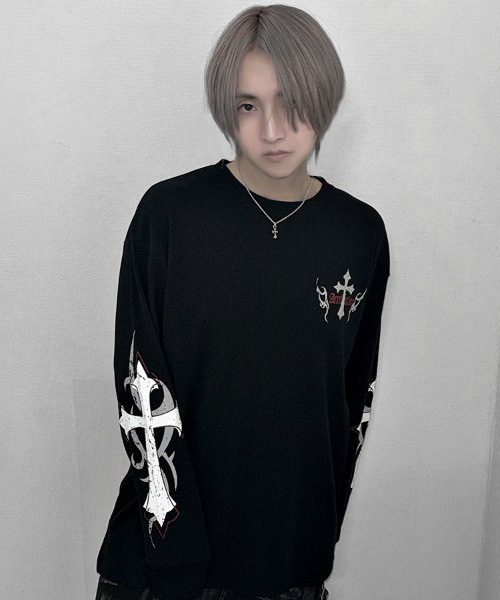 SILVER BULLET(シルバーバレット)の「『SILVER BULLET SELECT AP/シルバーバレットセレクト』クルーネック ファイヤーワッフルロンT(Tシャツ/カットソー・メンズ・ブラック/ホワイト系2/ホワイト/ブラック系2・L/M)」の14枚目の写真