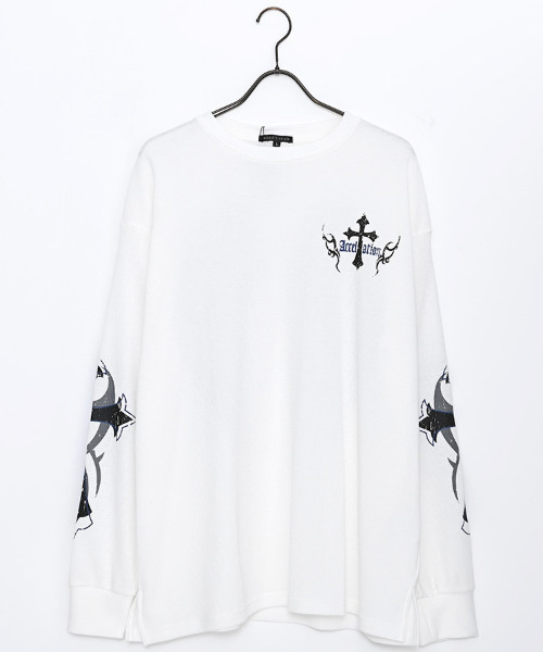 SILVER BULLET(シルバーバレット)の「『SILVER BULLET SELECT AP/シルバーバレットセレクト』クルーネック ファイヤーワッフルロンT(Tシャツ/カットソー・メンズ・ブラック/ホワイト系2/ホワイト/ブラック系2・L/M)」の18枚目の写真