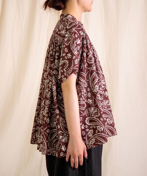 Brocante（ブロカント）の「[Brocante / ブロカント] インドプリント(ペイズリー) フロンセシャツ（シャツ/ブラウス・レディース・ブラック系その他/ブラウン系その他・2）」の7枚目の写真