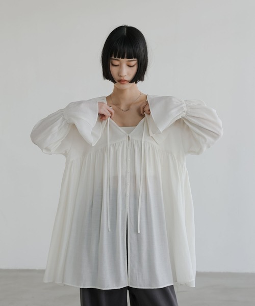 LOWRYS FARM（ローリーズファーム）の「ヨウリュウフリルチュニックブラウス　638707（シャツ/ブラウス・レディース・アイボリー/ブラック/オフホワイト・FREE）」の17枚目の写真