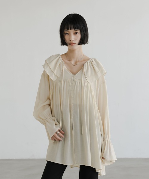 LOWRYS FARM（ローリーズファーム）の「ヨウリュウフリルチュニックブラウス　638707（シャツ/ブラウス・レディース・アイボリー/ブラック/オフホワイト・FREE）」の22枚目の写真