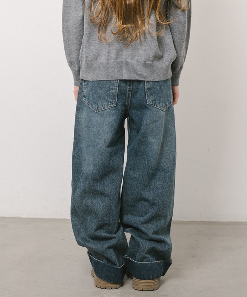 URBAN CHERRY(アーバンチェリー)の「折り返しデザインストレートデニム(デニムパンツ・キッズ・ブルー・110cm/120cm/130cm/140cm/150cm)」の4枚目の写真