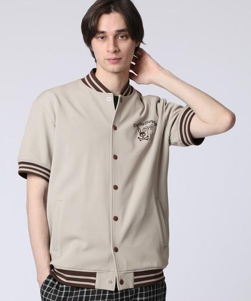 【新品‼️】サイコバニー　ブルゾン　ベージュ　Ｌサイズ セール】2WAYバックメッシュ 半袖バーシティジャケット（ブルゾン
