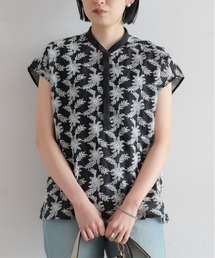 NOMBRE IMPAIR | 【予約】モノトーンフラワー刺繍　フレンチブラウス(シャツ/ブラウス)