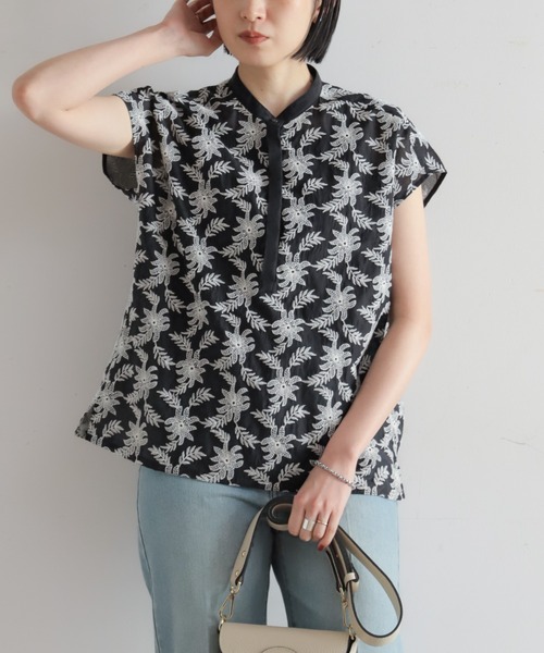 NOMBRE IMPAIR（ノンブルアンペール）の「【予約】モノトーンフラワー刺繍　フレンチブラウス（シャツ/ブラウス・レディース・ブラック・FREE）」の7枚目の写真