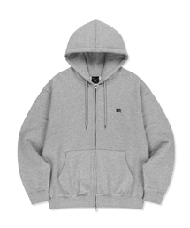 TAG HOOD ZIP UP - MELANGE GREY