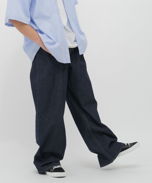 GLOBAL WORK（グローバルワーク）の「ワイドストレートデニム/AND YUA ANY/638780（デニムパンツ・キッズ・ネイビー/ブラック/サックスブルー・LARGE/MEDIUM/SMALL）」の3枚目の写真