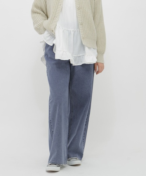 GLOBAL WORK（グローバルワーク）の「ワイドストレートデニム/AND YUA ANY/638780（デニムパンツ・キッズ・ネイビー/ブラック/サックスブルー・LARGE/MEDIUM/SMALL）」の7枚目の写真