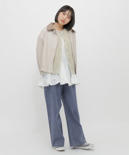 GLOBAL WORK（グローバルワーク）の「ワイドストレートデニム/AND YUA ANY/638780（デニムパンツ・キッズ・ネイビー/ブラック/サックスブルー・LARGE/MEDIUM/SMALL）」の8枚目の写真