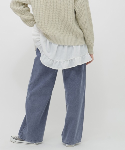 GLOBAL WORK（グローバルワーク）の「ワイドストレートデニム/AND YUA ANY/638780（デニムパンツ・キッズ・ネイビー/ブラック/サックスブルー・LARGE/MEDIUM/SMALL）」の9枚目の写真