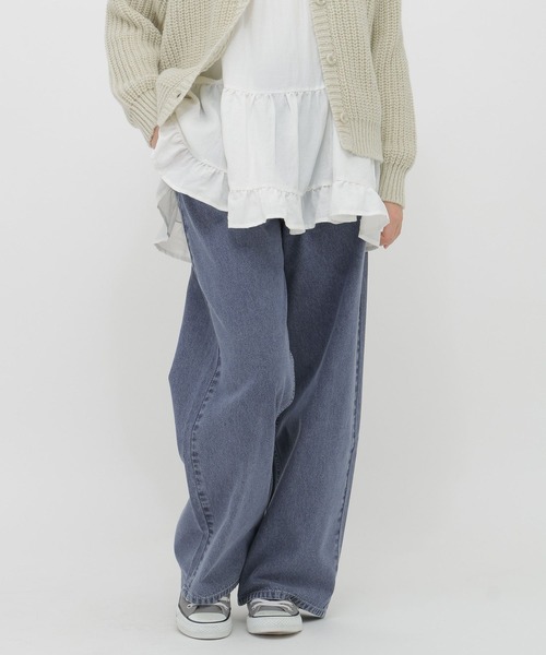 GLOBAL WORK（グローバルワーク）の「ワイドストレートデニム/AND YUA ANY/638780（デニムパンツ・キッズ・ネイビー/ブラック/サックスブルー・LARGE/MEDIUM/SMALL）」の13枚目の写真