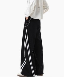 EFFECTION（エフェクション）の「【neos】ユニセックス 2ライン プリント トラック ルーズ ワイド デニム パンツ メンズ レディース（デニムパンツ）」