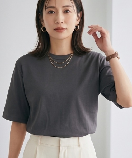 MULEXS(ミューレクス)の「【人気の!】スムースコットン100% ルーズフィットTシャツ / 無地 半袖 カットソー オーバーサイズ ベーシック(Tシャツ/カットソー・レディース・ブルー/チャコール/ピンク/ブラウン・M/L)」の1枚目の写真